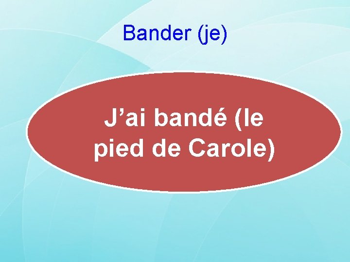 Bander (je) J’ai bandé (le pied de Carole) 