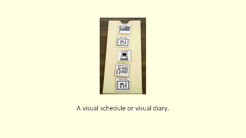 A visual schedule or visual diary. 