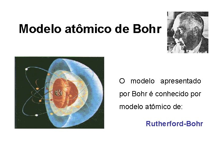 Modelo atômico de Bohr O modelo apresentado por Bohr é conhecido por modelo atômico