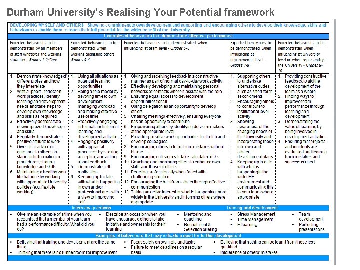Durham University’s Realising Your Potential framework 