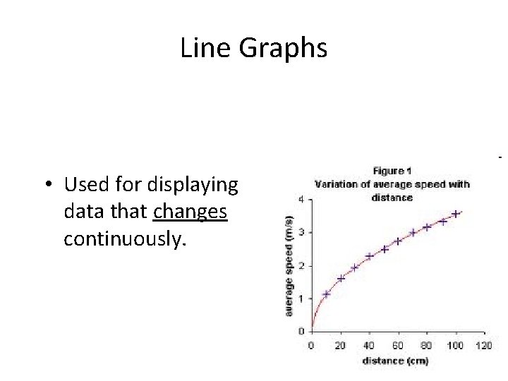 Line Graphs • Used for displaying data that changes continuously. 