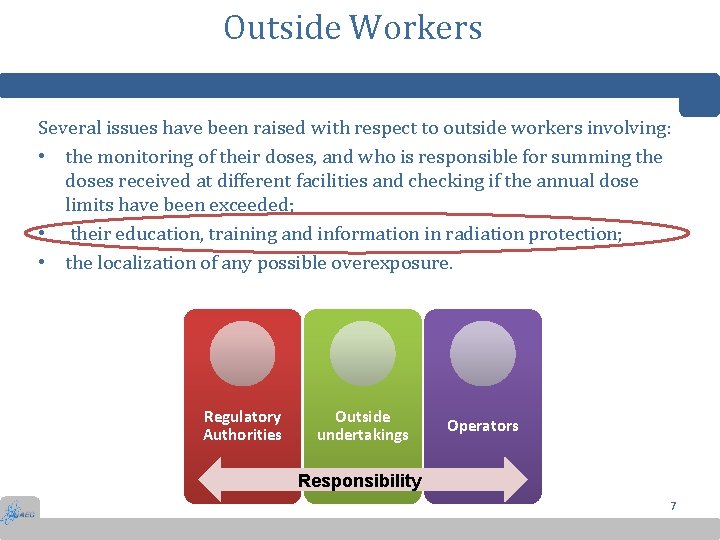 Outside Workers Several issues have been raised with respect to outside workers involving: •