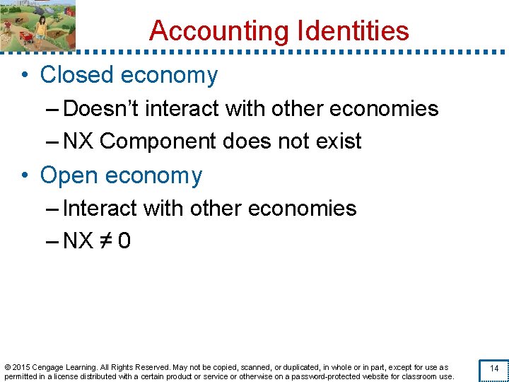 Accounting Identities • Closed economy – Doesn’t interact with other economies – NX Component