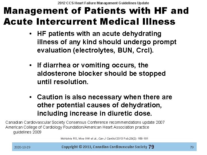 2012 CCS Heart Failure Management Guidelines Update Management of Patients with HF and Acute