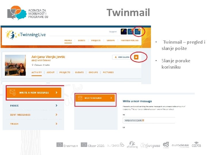 Twinmail • Twinmail – pregled i slanje pošte • Slanje poruke korisniku 