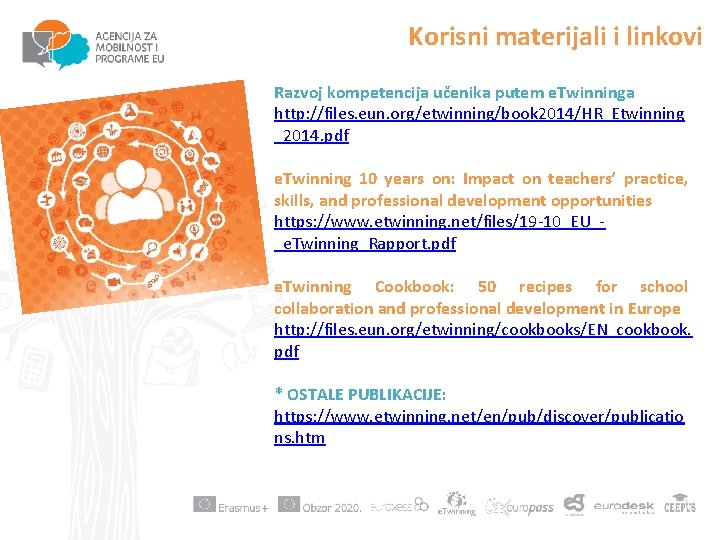 Korisni materijali i linkovi Razvoj kompetencija učenika putem e. Twinninga http: //files. eun. org/etwinning/book