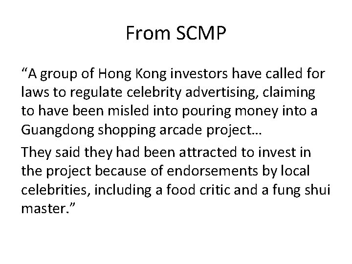 From SCMP “A group of Hong Kong investors have called for laws to regulate