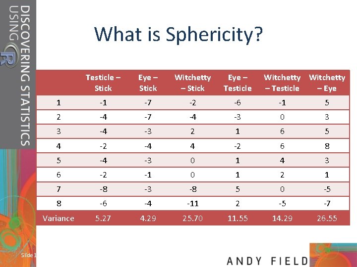 What is Sphericity? Slide 11 Testicle – Stick Eye – Stick Witchetty – Stick