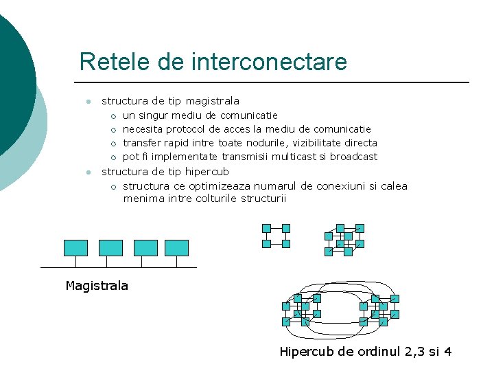 Retele de interconectare l structura de tip magistrala ¡ ¡ l un singur mediu