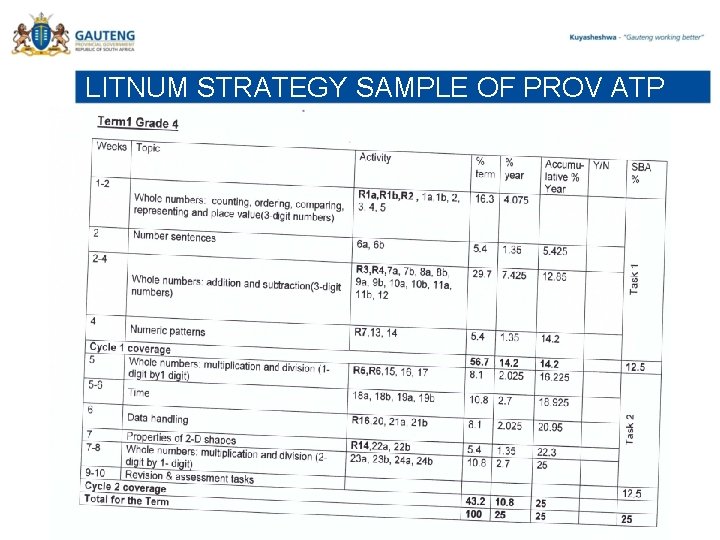 LITNUM STRATEGY SAMPLE OF PROV ATP 