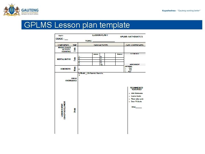 GPLMS Lesson plan template 