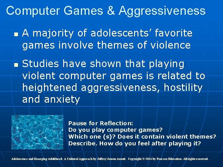 Computer Games & Aggressiveness n n A majority of adolescents’ favorite games involve themes Computer Games & Aggressiveness n n A majority of adolescents’ favorite games involve themes