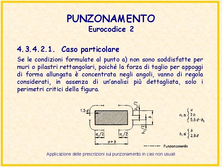 PUNZONAMENTO Eurocodice 2 4. 3. 4. 2. 1. Caso particolare Se le condizioni formulate