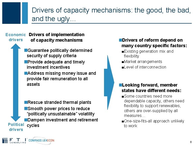 Drivers of capacity mechanisms: the good, the bad, and the ugly… Economic Drivers of