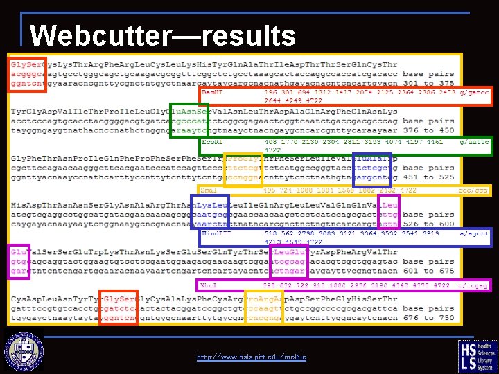 Webcutter—results http: //www. hsls. pitt. edu/molbio 