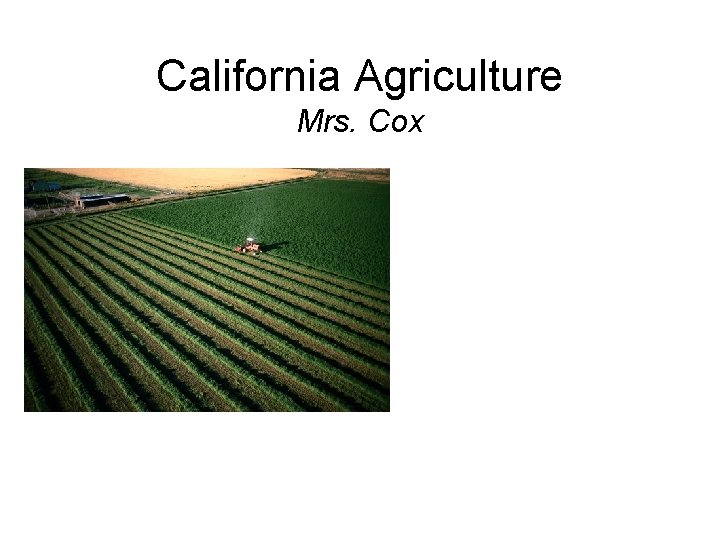 California Agriculture Mrs. Cox 