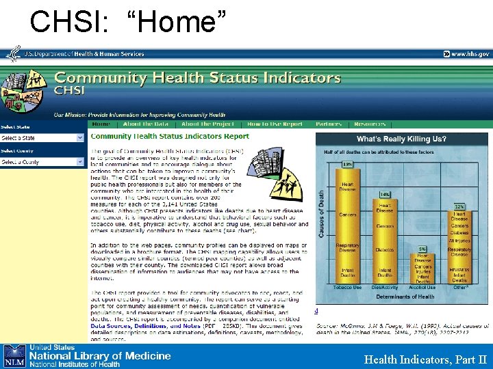 CHSI: “Home” Health Indicators, Part II 