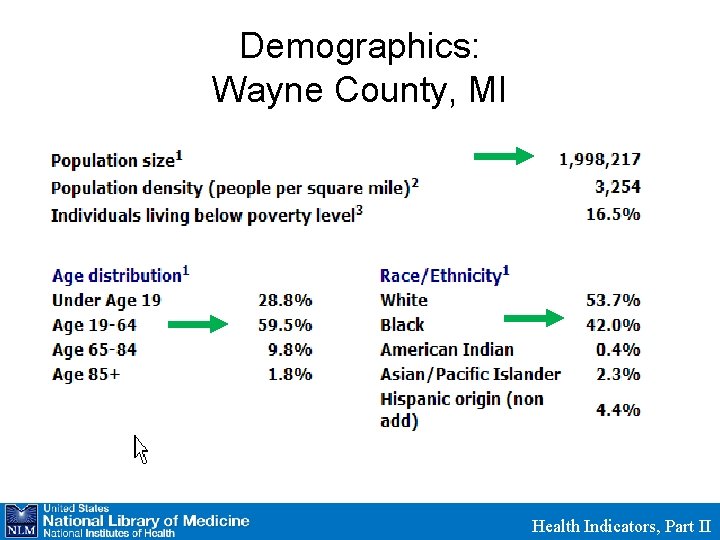 Demographics: Wayne County, MI Health Indicators, Part II 