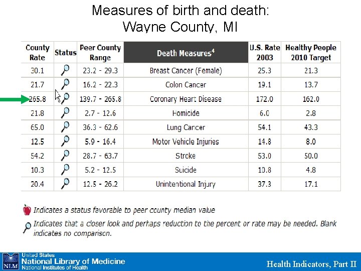 Measures of birth and death: Wayne County, MI Health Indicators, Part II 