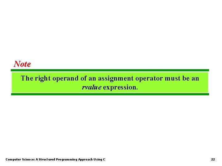 Note The right operand of an assignment operator must be an rvalue expression. Computer Note The right operand of an assignment operator must be an rvalue expression. Computer