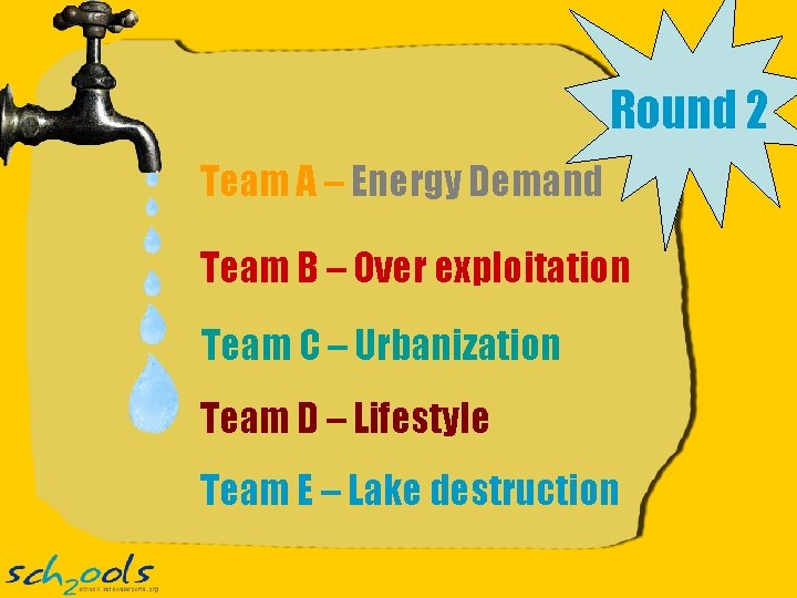 Round 2 Team A – Energy Demand Team B – Over exploitation Team C