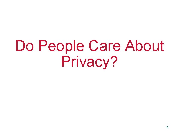 Do People Care About Privacy? 15 