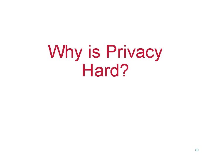 Why is Privacy Hard? 33 