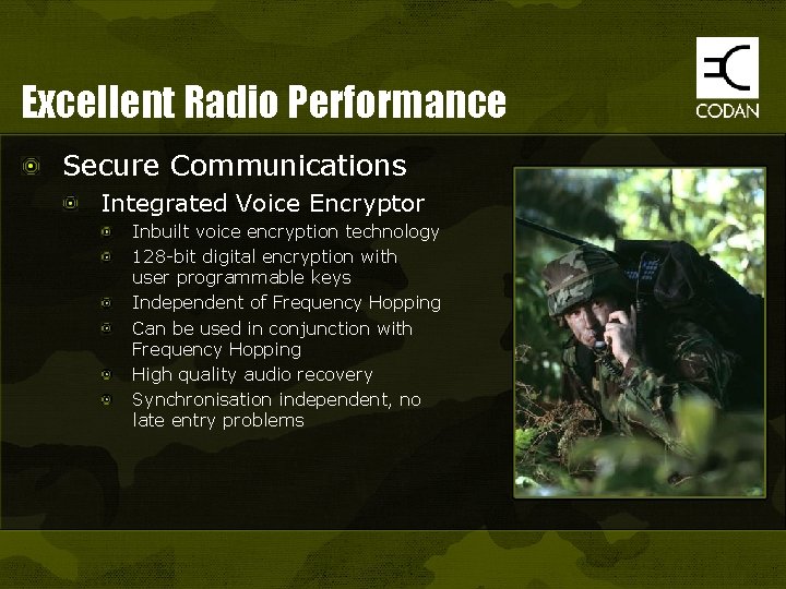 Excellent Radio Performance Secure Communications Integrated Voice Encryptor Inbuilt voice encryption technology 128 -bit