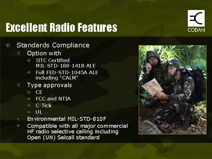 Excellent Radio Features Standards Compliance Option with JITC Certified MIL-STD-188 -141 B ALE Full