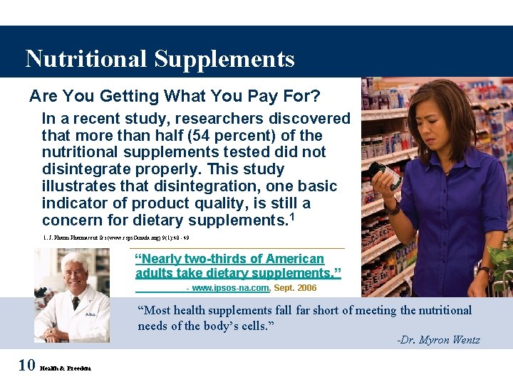 Nutritional Supplements Are You Getting What You Pay For? In a recent study, researchers