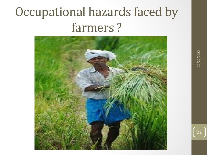 10/29/2020 Occupational hazards faced by farmers ? 22 