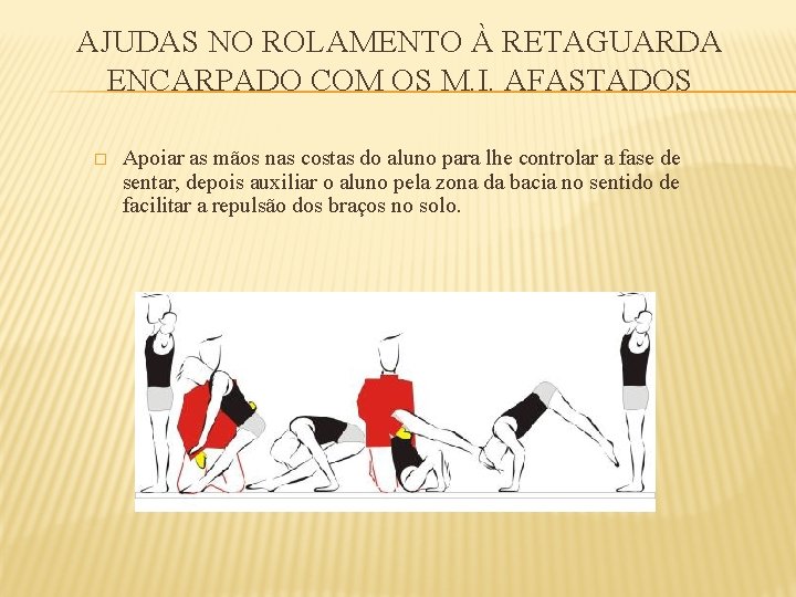 AJUDAS NO ROLAMENTO À RETAGUARDA ENCARPADO COM OS M. I. AFASTADOS � Apoiar as