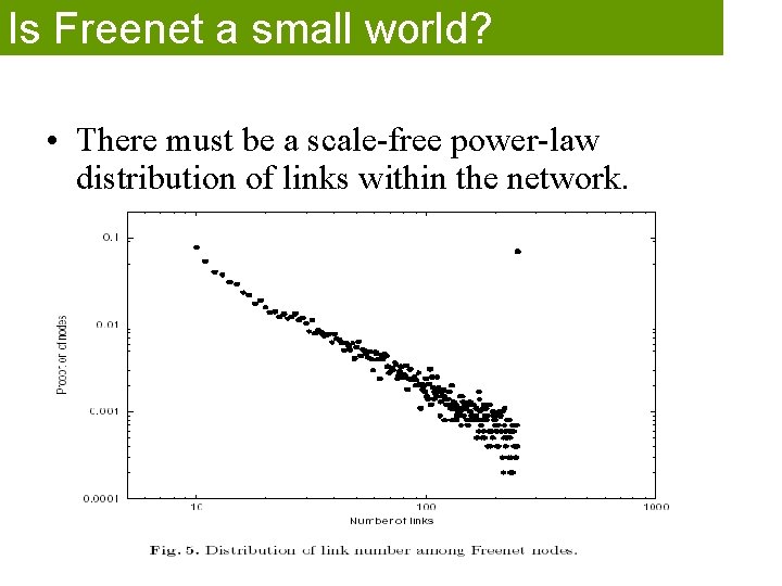 Is Freenet a small world? • There must be a scale-free power-law distribution of