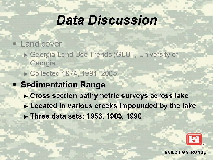 Data Discussion § Land cover ► Georgia Land Use Trends (GLUT, University of Georgia