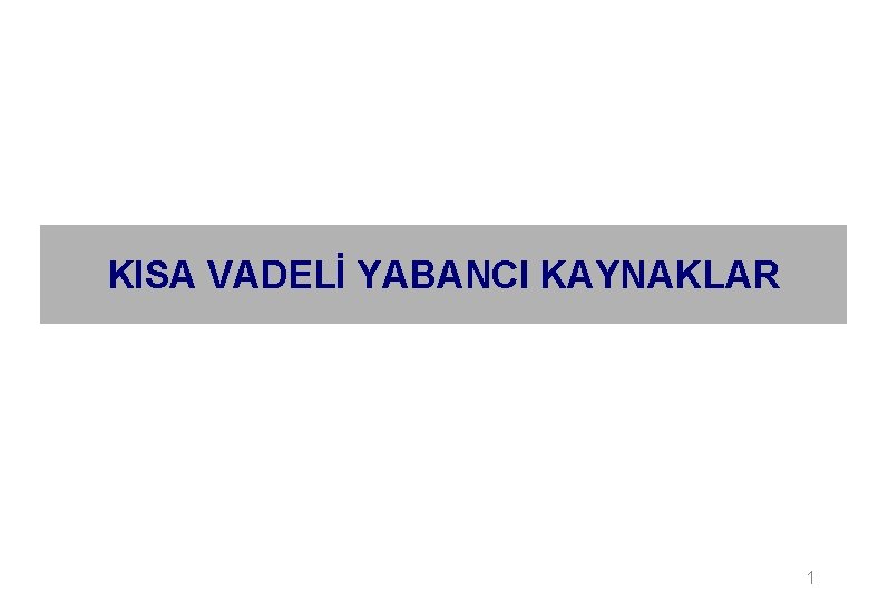 KISA VADELİ YABANCI KAYNAKLAR 1 