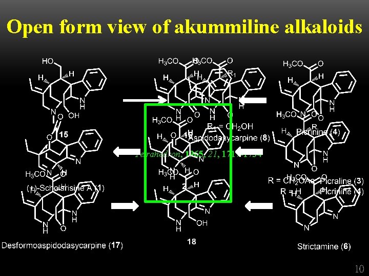 Open form view of akummiline alkaloids Tetrahedron, 1965, 21, 1717 -1734 10 Open form view of akummiline alkaloids Tetrahedron, 1965, 21, 1717 -1734 10