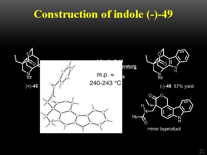 Construction of indole (-)-49 + 21 