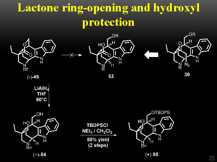 Lactone ring-opening and hydroxyl protection 23 