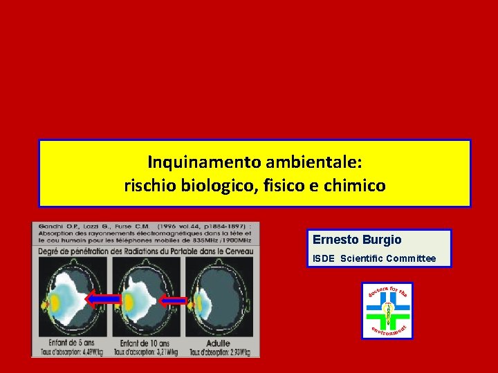 Inquinamento ambientale: rischio biologico, fisico e chimico Ernesto Burgio ISDE Scientific Committee 