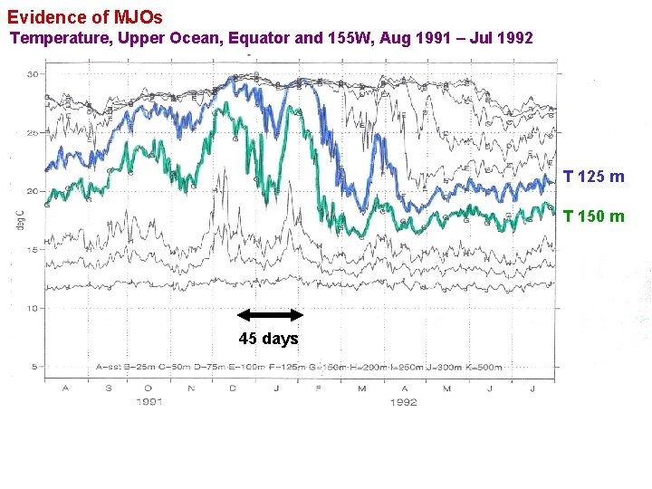 Evidence of MJOs Temperature, Upper Ocean, Equator and 155 W, Aug 1991 – Jul