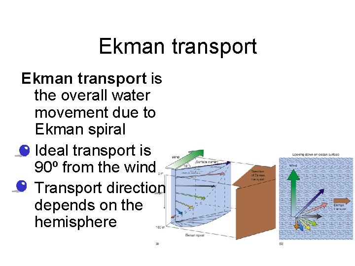 Ekman transport is the overall water movement due to Ekman spiral • Ideal transport