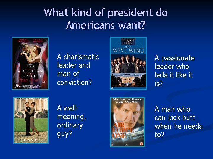 What kind of president do Americans want? A charismatic leader and man of conviction?