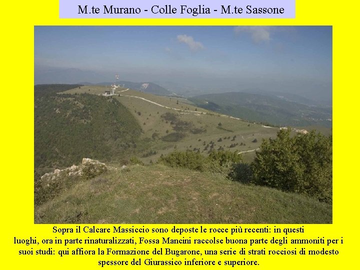 M. te Murano - Colle Foglia - M. te Sassone Sopra il Calcare Massiccio