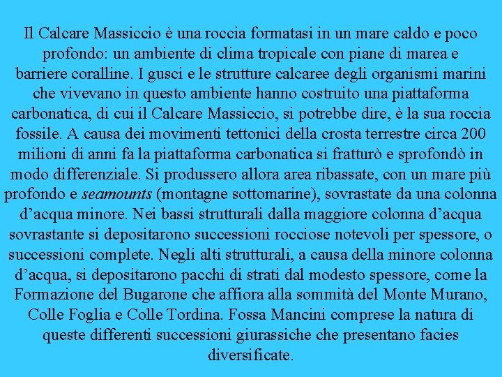Il Calcare Massiccio è una roccia formatasi in un mare caldo e poco profondo: