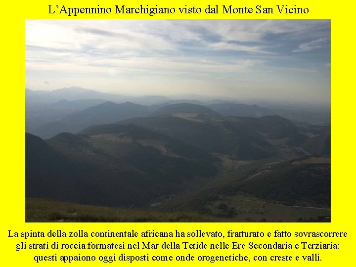L’Appennino Marchigiano visto dal Monte San Vicino La spinta della zolla continentale africana ha