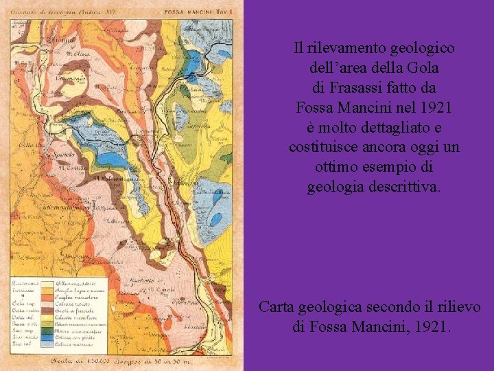 Il rilevamento geologico dell’area della Gola di Frasassi fatto da Fossa Mancini nel 1921