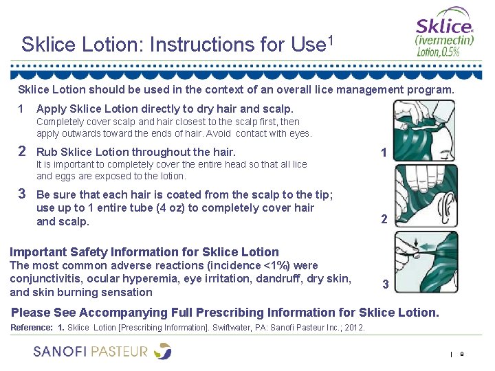 Sklice Lotion: Instructions for Use 1 Sklice Lotion should be used in the context