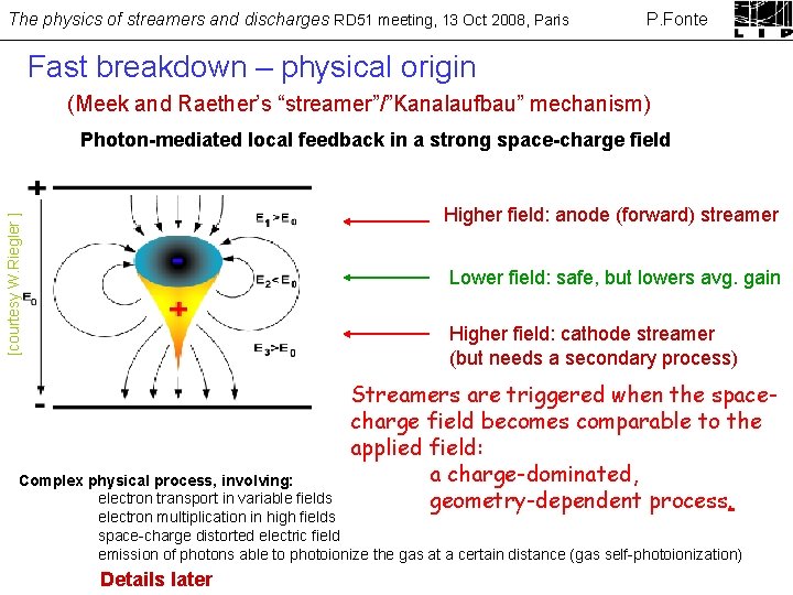 The physics of streamers and discharges RD 51 meeting, 13 Oct 2008, Paris P.