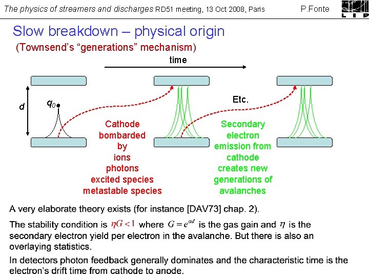 The physics of streamers and discharges RD 51 meeting, 13 Oct 2008, Paris Slow
