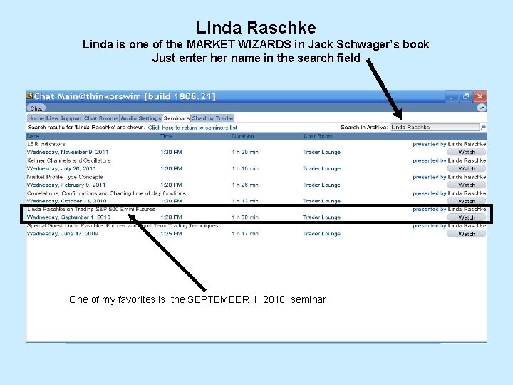 Linda Raschke Linda is one of the MARKET WIZARDS in Jack Schwager’s book Just Linda Raschke Linda is one of the MARKET WIZARDS in Jack Schwager’s book Just